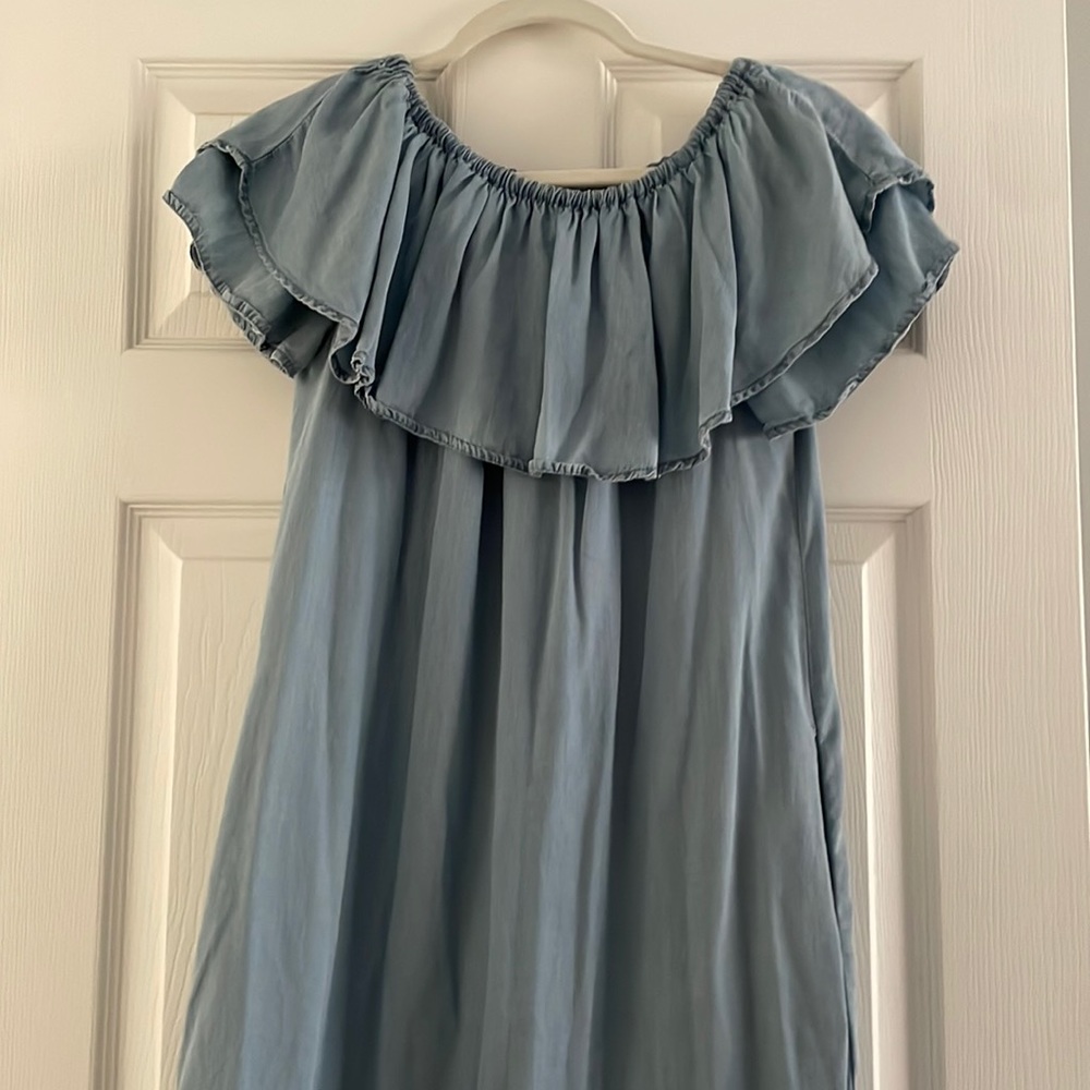 Denim off the shoulder dress